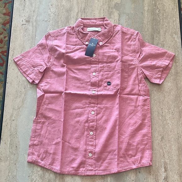 Abercrombie Kids Button Up down boys short sleeve dress Shirt boys 13/14 14 NWT - Picture 1 of 4